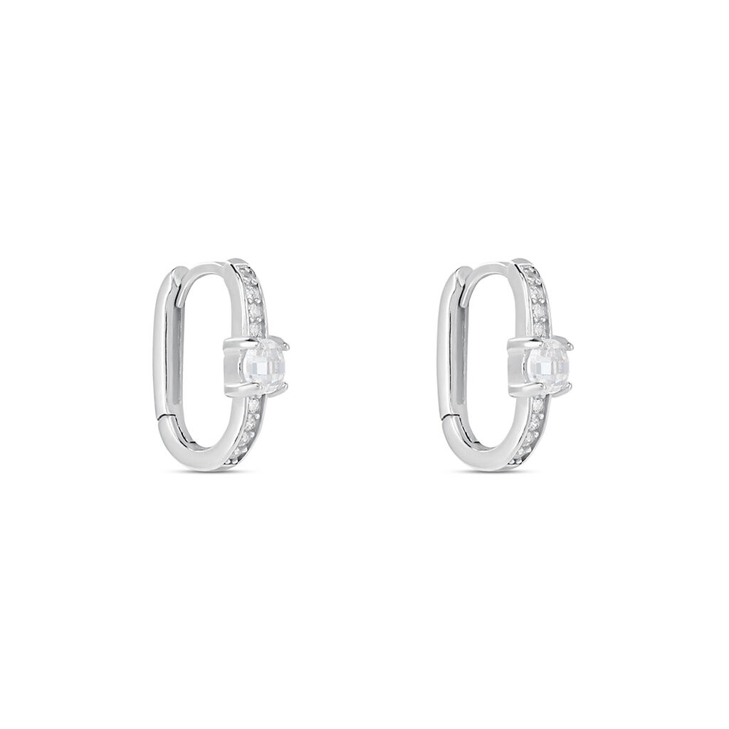 Cr&eacute;oles Francene Argent Blanc Oxyde De Zirconium - Boucles d'oreilles cr&eacute;oles Femme | Histoire d&rsquo;Or