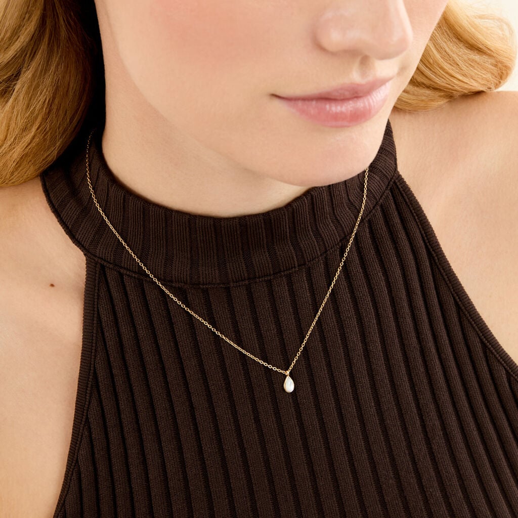 Collier Ondee Argent Dor&eacute; A L'Or 750/1000 Nacre - Bijoux avec pierres Femme | Histoire d&rsquo;Or