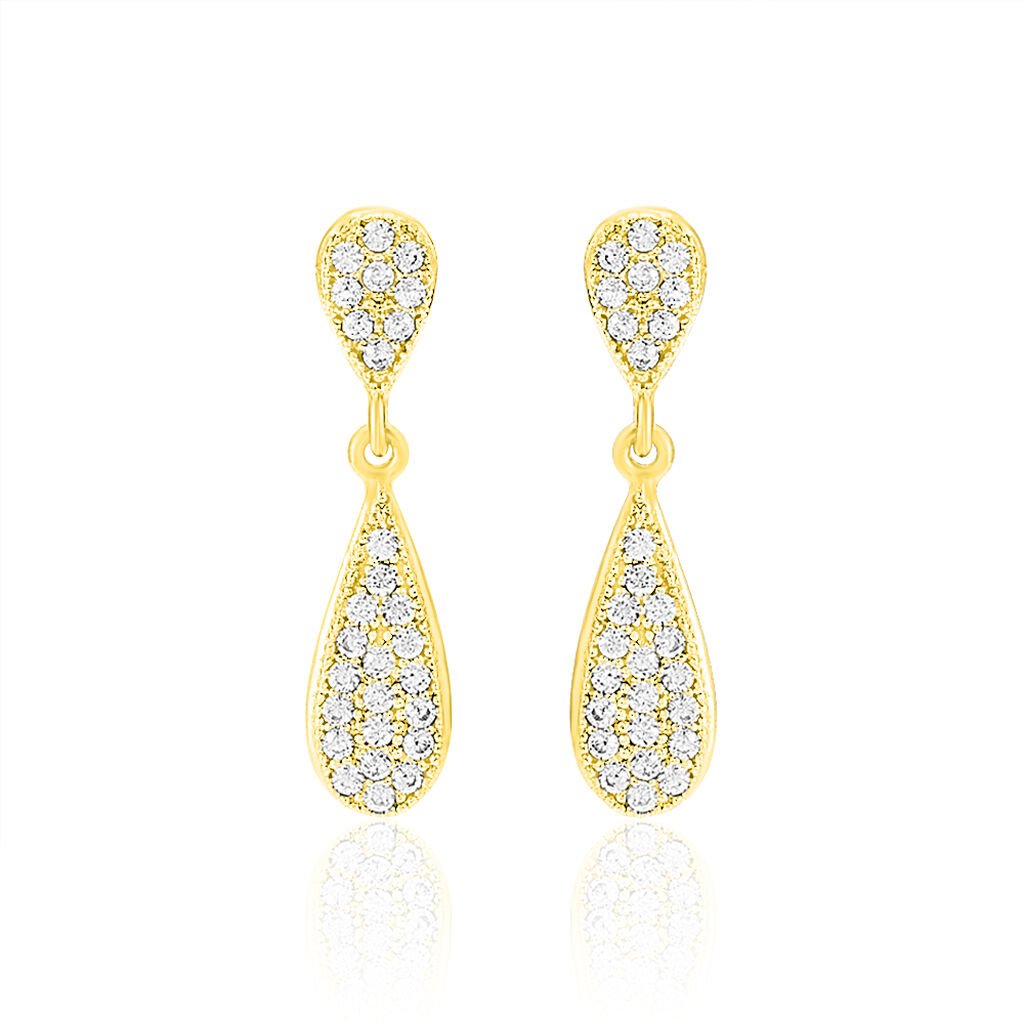 Boucles D'oreilles Pendantes Reiko Or Jaune Oxyde De Zirconium - Boucles d'oreilles pendantes Femme | Histoire d’Or