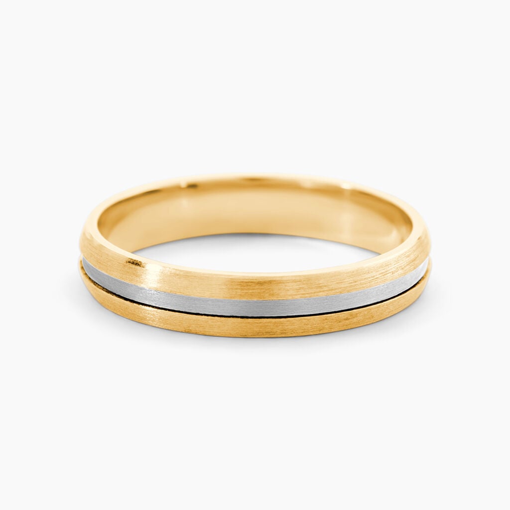 Alliance Jodelle Ruban Plat Or Bicolore - Alliances 18 carats Unisex | Histoire d&rsquo;Or