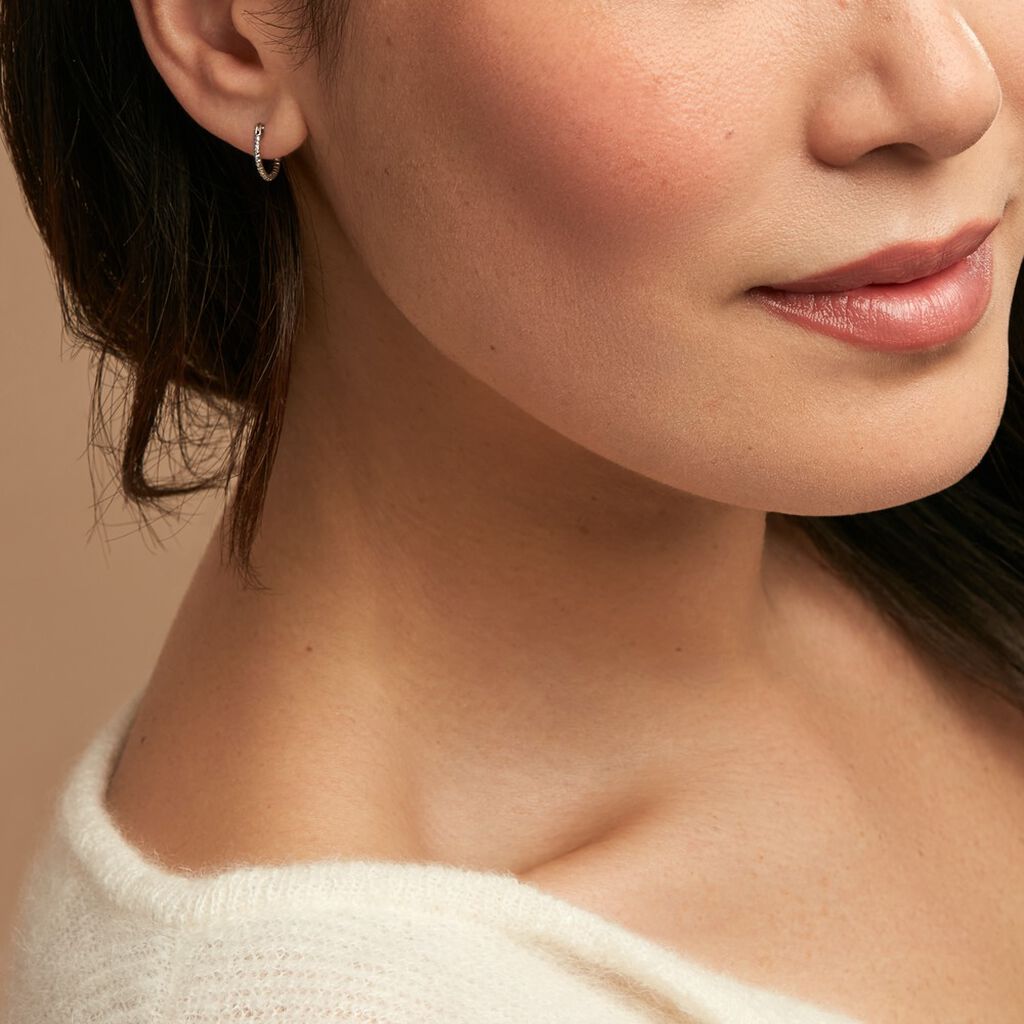 Créoles Valentine Argent Blanc - Boucles d'oreilles créoles Femme | Histoire d’Or