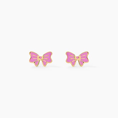 Boucles D'Oreilles Puces Amelie Noeud Argent Dor&eacute; A L'Or 750/1000 - Boucles d'oreilles fantaisie Enfant | Histoire d&rsquo;Or