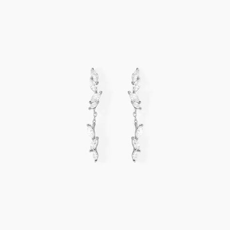 Boucles D'oreilles Pendantes Eclat D'Aurore Argent Blanc Oxydes - Boucles d'oreilles fantaisie Femme | Histoire d&rsquo;Or