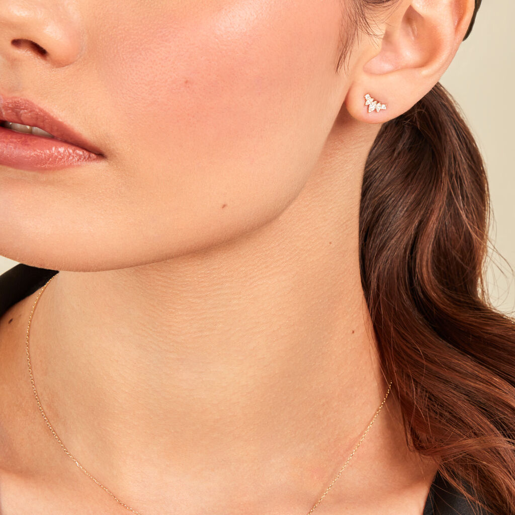 Boucles D'oreilles Puces Earnestine Or Jaune Oxyde De Zirconium - Clous d'oreilles Femme | Histoire d’Or