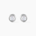 Boucles D'oreilles Puces Eden Serti Pneu Or Blanc Oxyde De Zirconium - Clous d'oreilles Femme | Histoire d&rsquo;Or