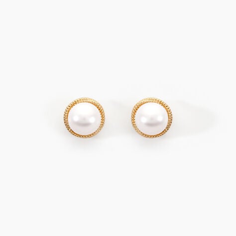 Boucles D'oreilles Puces Siera Or Jaune Perle De Culture - Clous d'oreilles Femme | Histoire d’Or