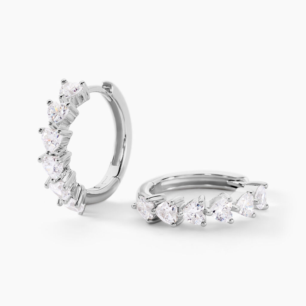 Créoles Roanne Argent Blanc Oxyde De Zirconium - Boucles d'oreilles créoles Femme | Histoire d’Or