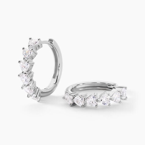 Créoles Roanne Argent Blanc Oxyde De Zirconium - Boucles d'oreilles créoles Femme | Histoire d’Or