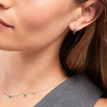 Cr&eacute;oles Ocean Argent Blanc Turquoise - Boucles d'oreilles cr&eacute;oles Femme | Histoire d&rsquo;Or