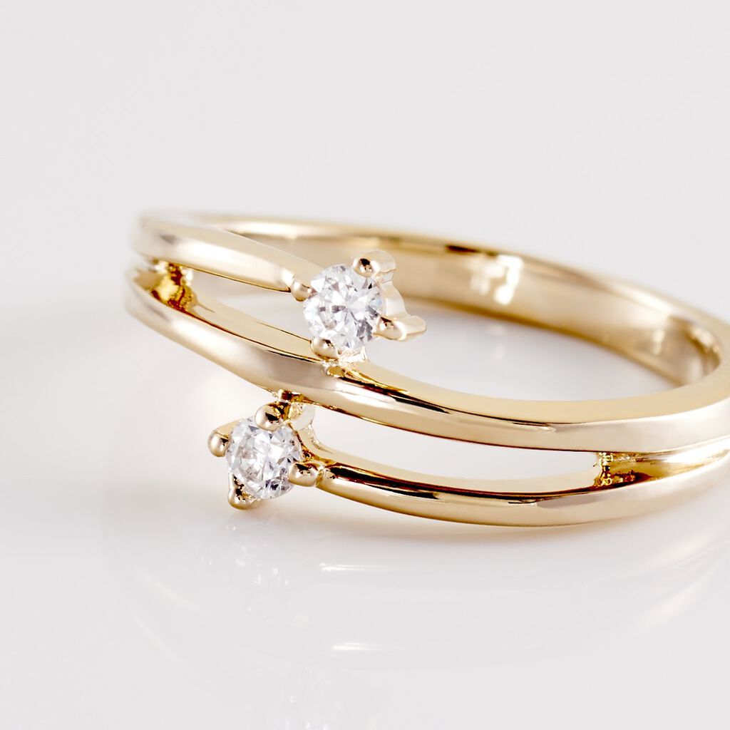 Bague Ana-lou Plaque Or Jaune Oxyde De Zirconium - Bagues avec pierre Femme | Histoire d&rsquo;Or