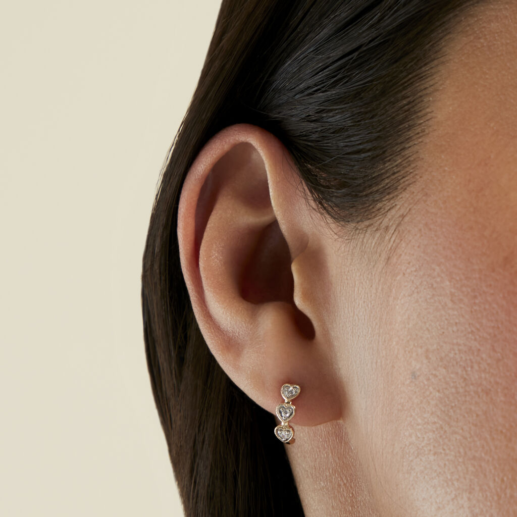 Creoles Cheri Or Jaune Oxyde De Zirconium - Boucles d'oreilles cr&eacute;oles Femme | Histoire d&rsquo;Or