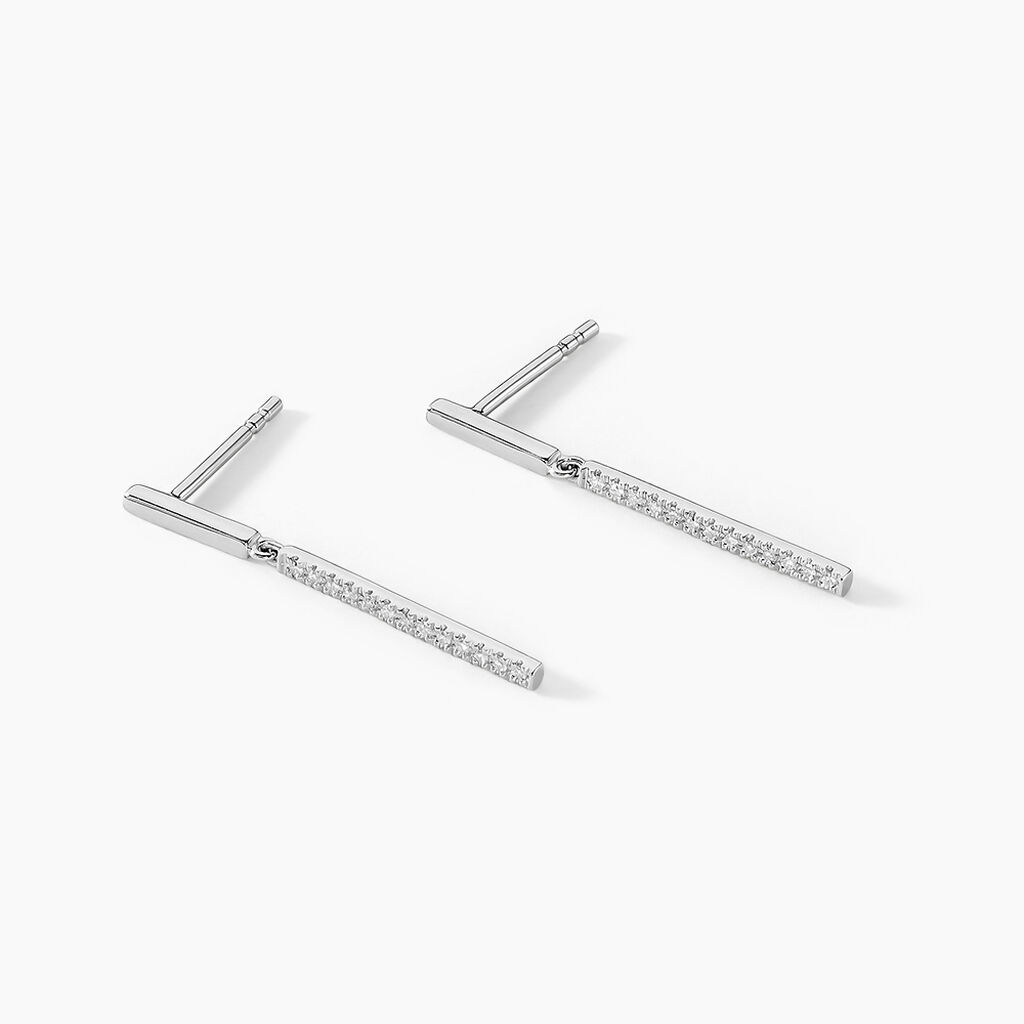 Boucles D'oreilles Puces Alayna Or Blanc Diamant - Boucles d'oreilles pendantes Femme | Histoire d’Or