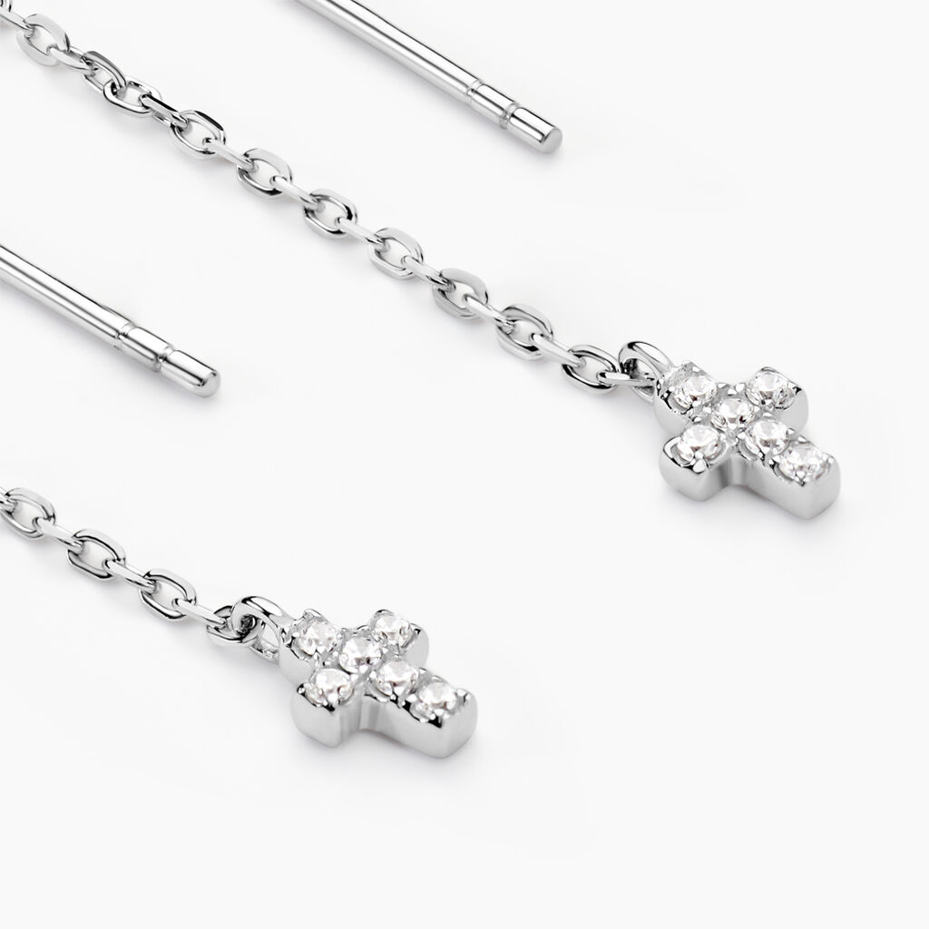 Boucles D'oreilles Pendantes Siem Argent Blanc Oxyde De Zirconium - Boucles d'oreilles fantaisie Femme | Histoire d’Or