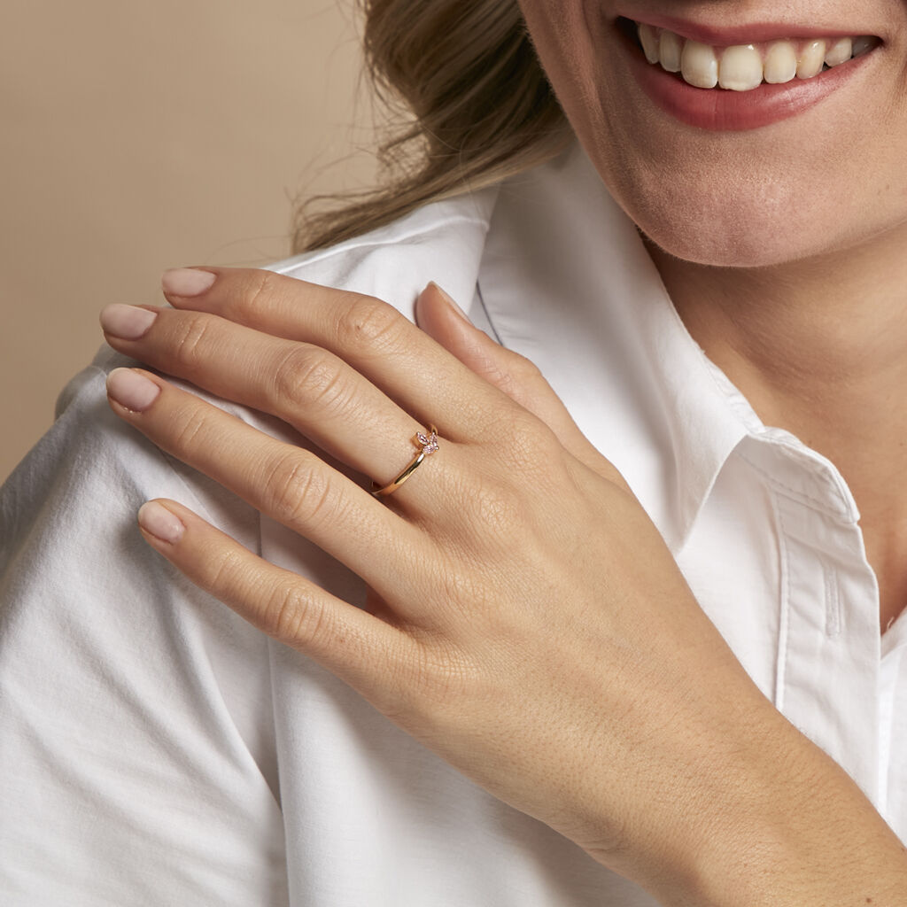 Bague Erma Plaqu&eacute; Or Dor&eacute; Oxyde De Zirconium - Bagues avec pierre Femme | Histoire d&rsquo;Or