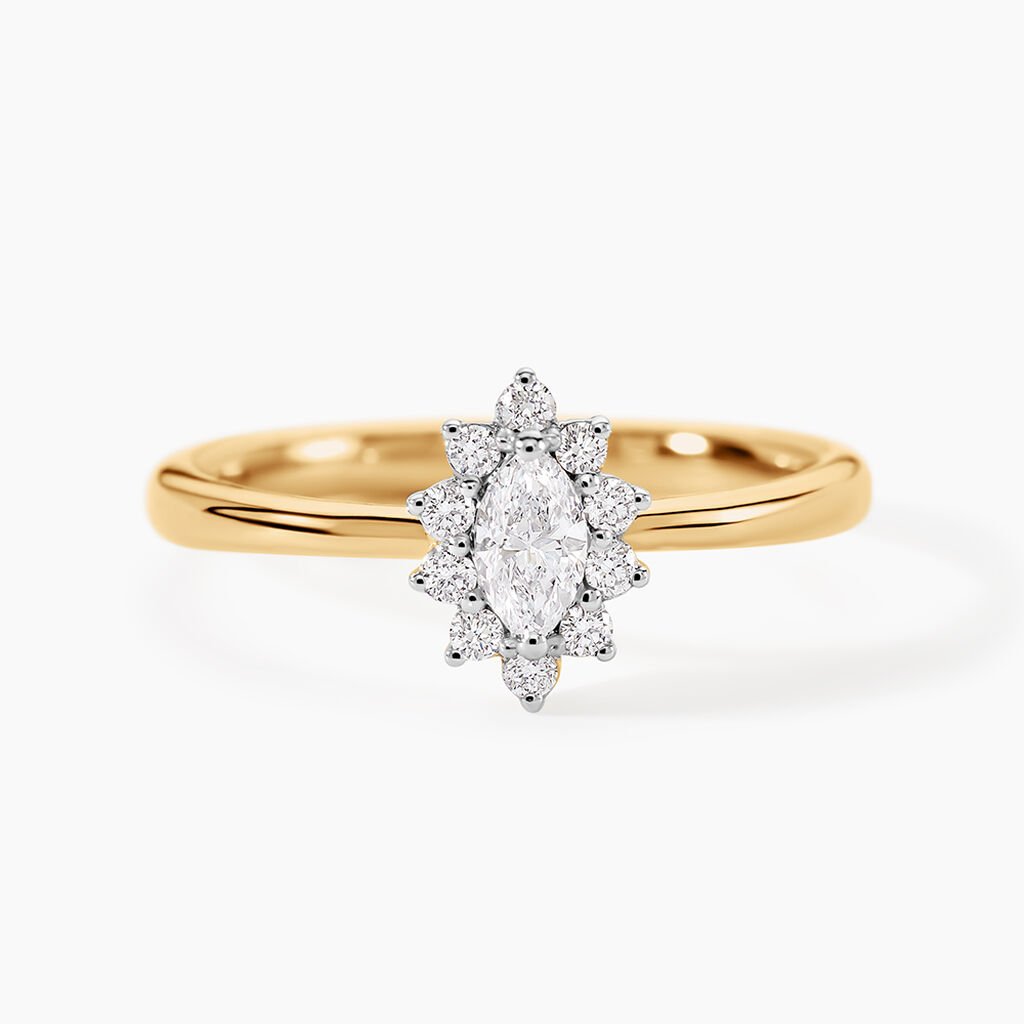 Bague Isidoro Or Jaune Diamant Synth&eacute;tique - Bagues solitaires Femme | Histoire d&rsquo;Or