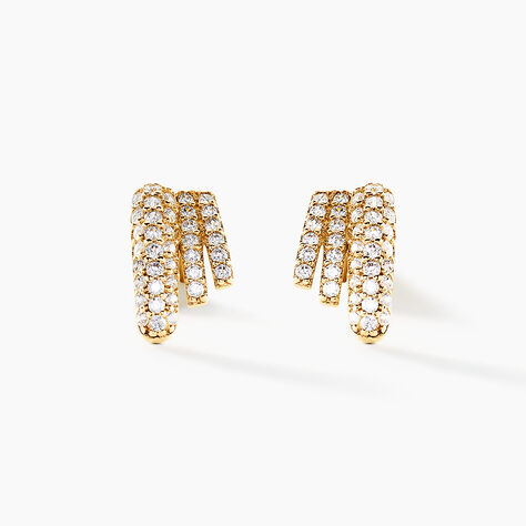 Boucles D'oreilles Puces Shimmel Or Jaune Oxyde De Zirconium - Clous d'oreilles Femme | Histoire d’Or