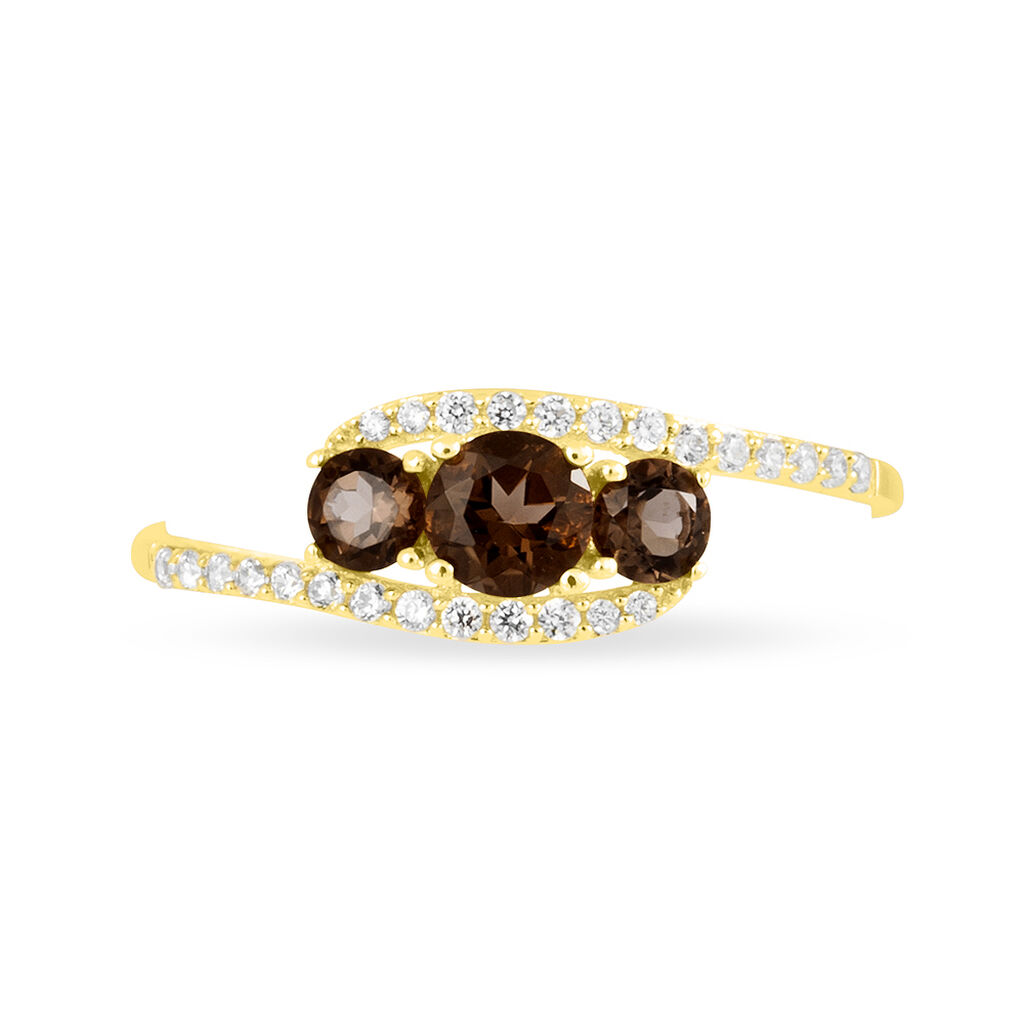 Bague Chloe Or Jaune Quartz Et Oxyde De Zirconium - Bagues solitaires Femme | Histoire d’Or