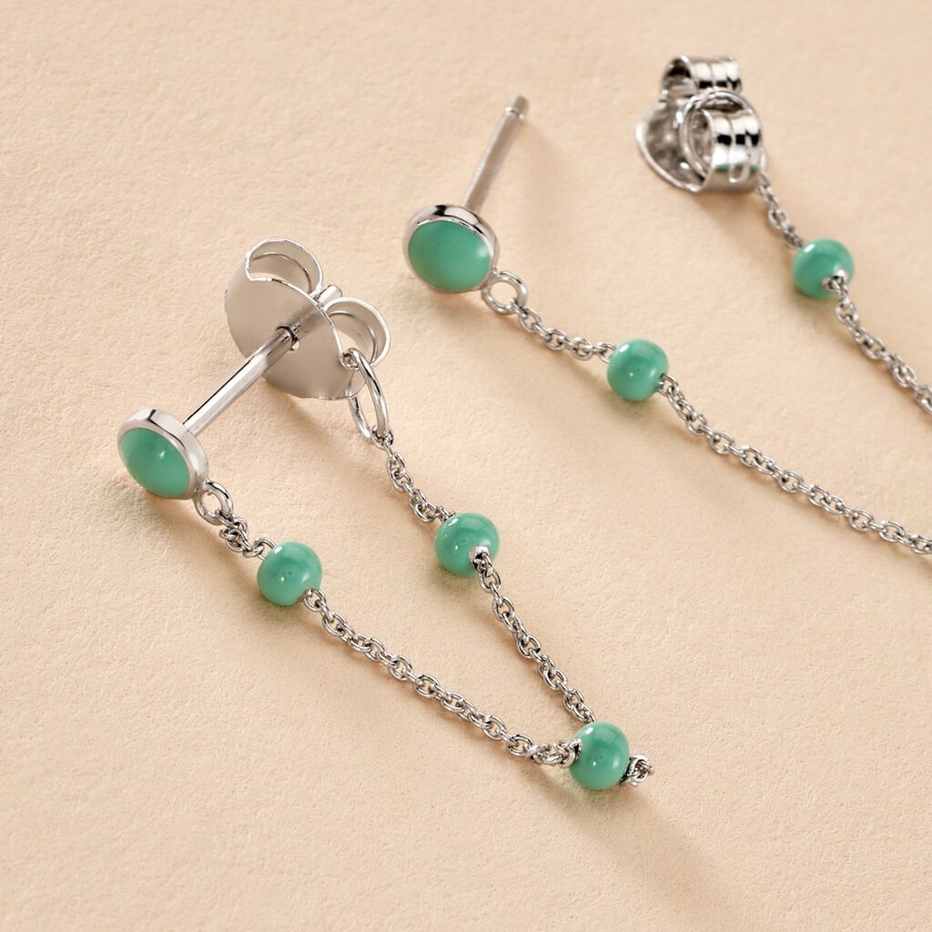 Boucles D'oreilles Pendantes Polka Argent Blanc - Boucles d'oreilles fantaisie Femme | Histoire d&rsquo;Or