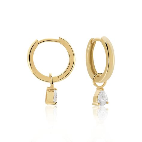 Créoles Plaqué Or Priscilo Pampilles Gouttes Oxydes De Zirconium - Boucles d'oreilles créoles Femme | Histoire d’Or