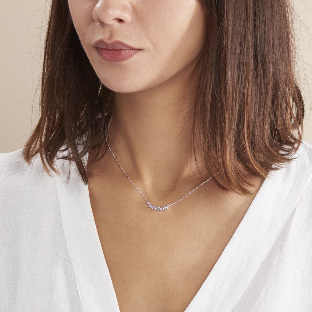 Collier Adonia Argent Blanc Oxyde De Zirconium Bleu - Colliers fantaisie Femme | Histoire d’Or