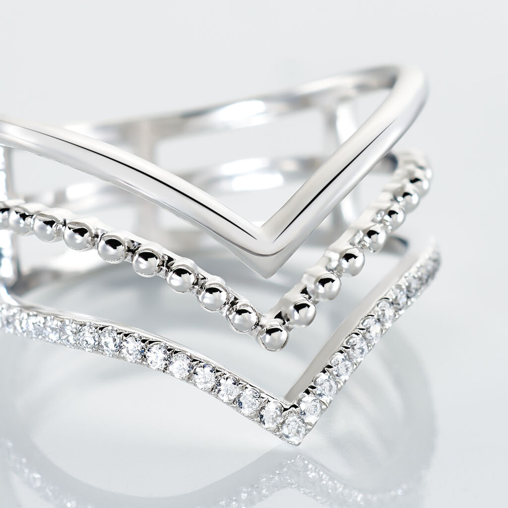Bague Irina Argent Blanc Oxyde De Zirconium - Bagues avec pierre Femme | Histoire d’Or