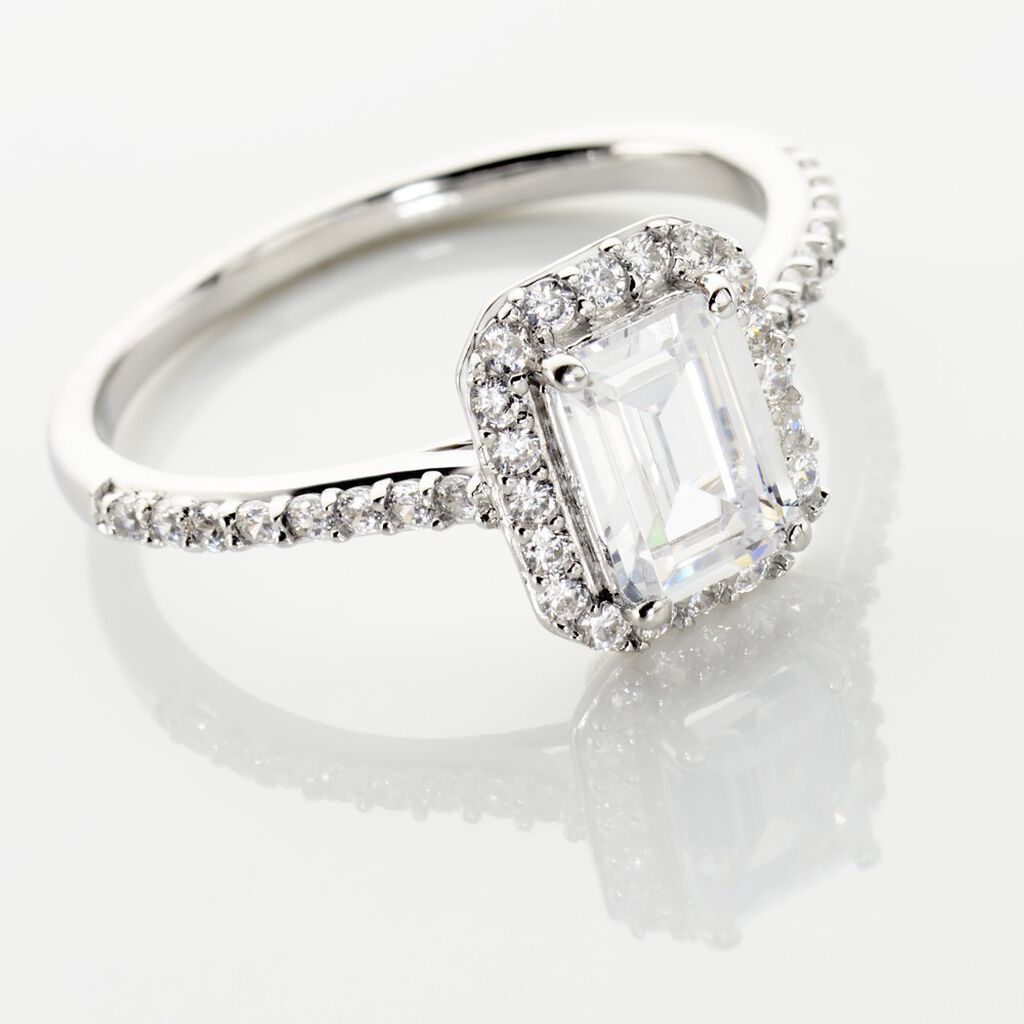Bague Solitaire Cadmos Argent Blanc Oxyde De Zirconium - Bagues solitaires Femme | Histoire d&rsquo;Or