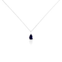 Collier Or Blanc Goutte Saphir