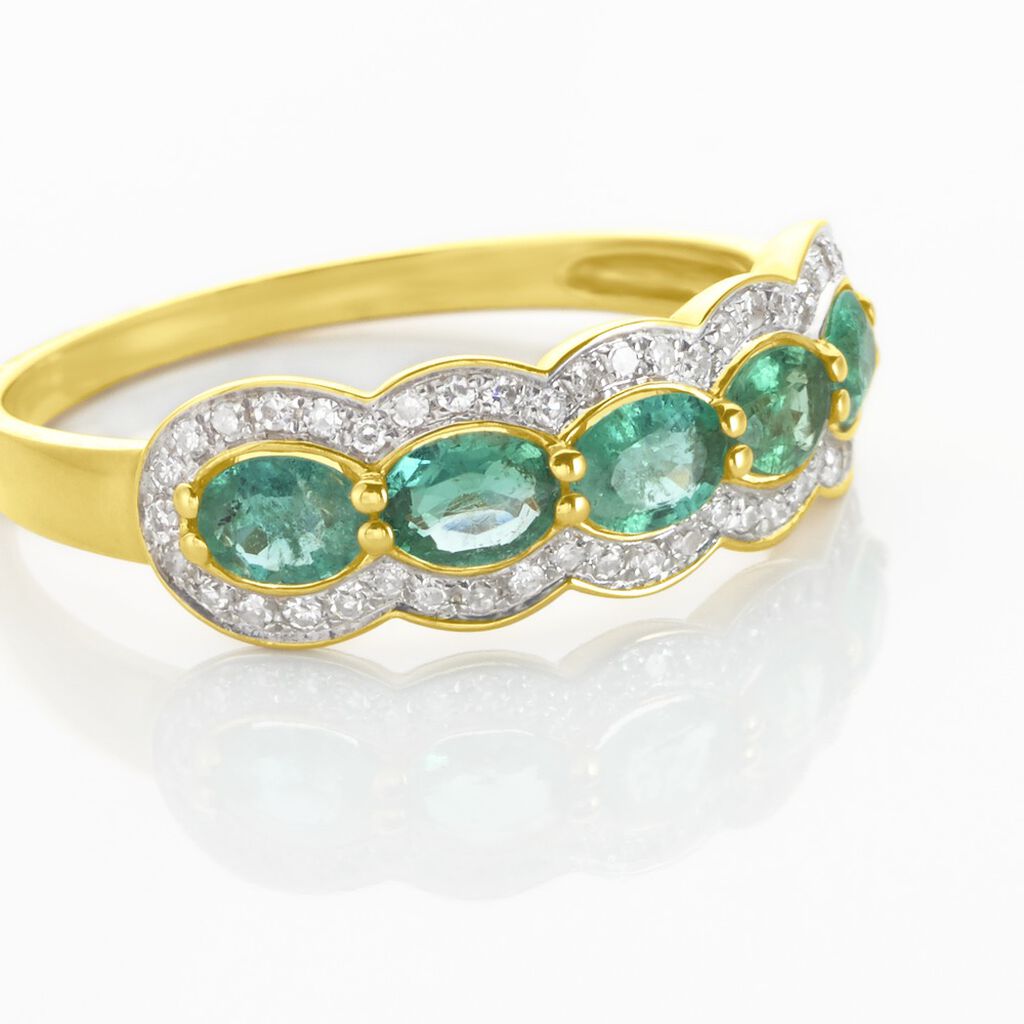 Bague Margaux Or Jaune Emeraude Et Diamant - Bagues avec pierre Femme | Histoire d’Or