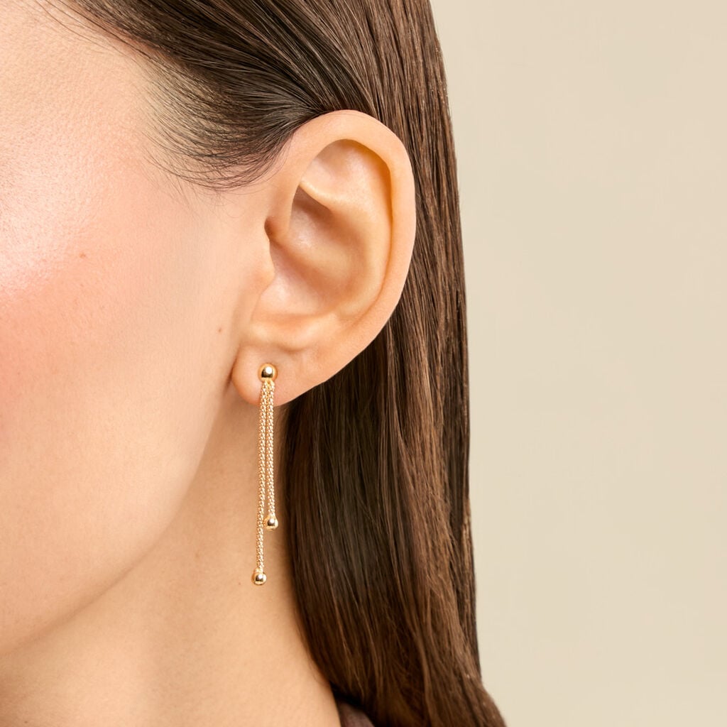 Boucles D'Oreilles Pendantes Assiba Argent Dor&eacute; A L'Or 750/1000 - Boucles d'oreilles pendantes Femme | Histoire d&rsquo;Or