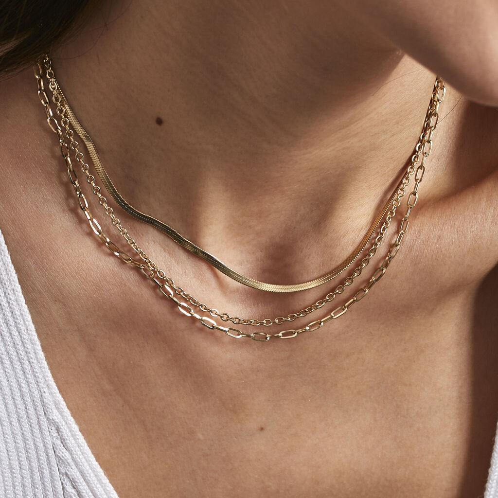 Collier Cherilyn Acier Doré - Colliers doubles et triples chaînes Femme | Histoire d’Or