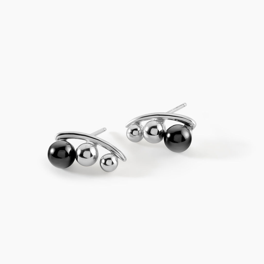 Bijoux D'oreilles Cleya Argent Blanc C&eacute;ramique - Boucles d'oreilles fantaisie Femme | Histoire d&rsquo;Or