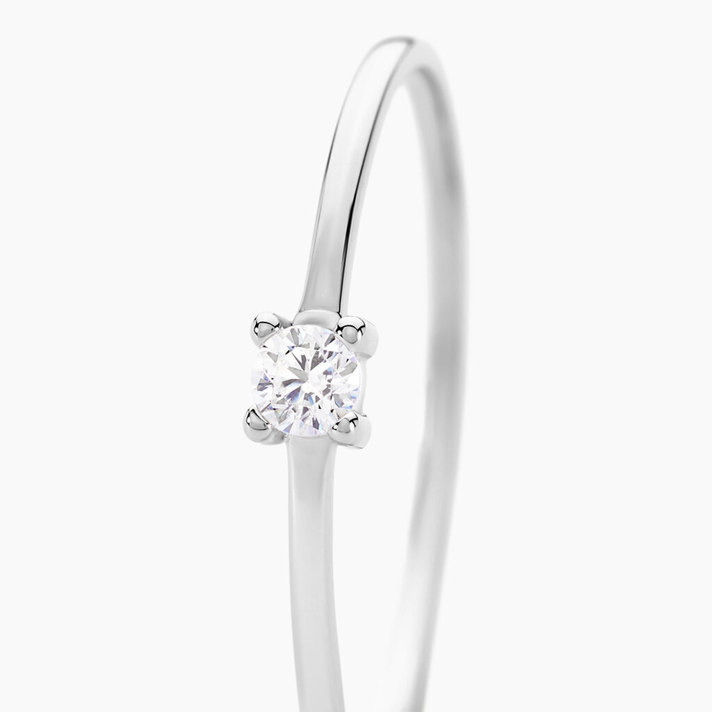 Bague Solitaire 1er Solitaire Argent Blanc Oxyde De Zirconium - Bagues solitaires Femme | Histoire d’Or