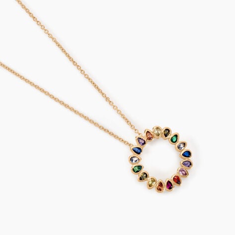 Collier Plaqu&eacute; Or Jaune Ethem Pierres Multicolores - Colliers Femme | Histoire d&rsquo;Or