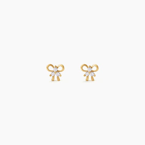 Boucles D'Oreilles Puces Darina Argent Dor&eacute; A L'Or 750/1000 Oxyde De Zirconium - Boucles d'oreilles fantaisie Enfant | Histoire d&rsquo;Or