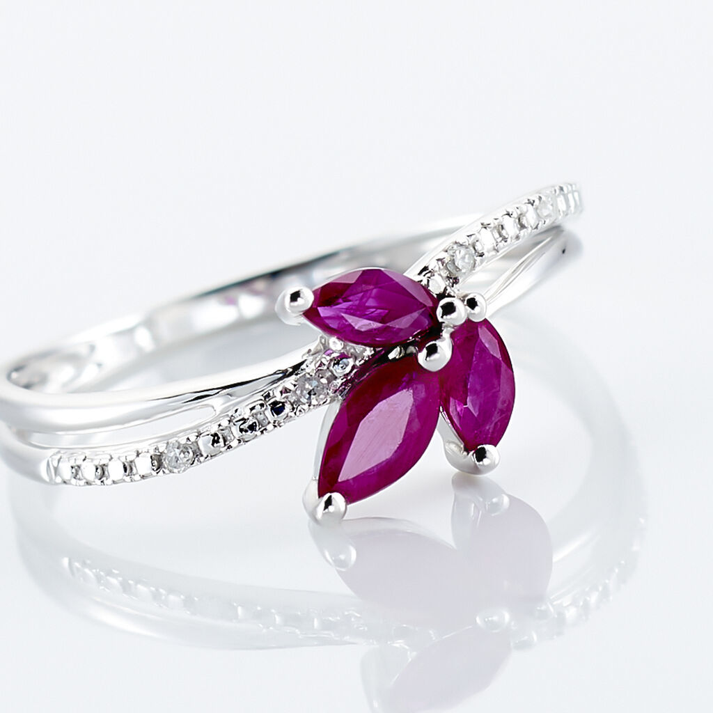 Bague Maura Or Blanc Rubis Et Diamant - Bagues avec pierre Femme | Histoire d’Or