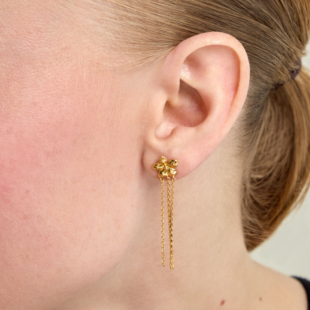 Boucles D'Oreilles Pendantes Faustina Argent Dor&eacute; A L'Or 750/1000 - Boucles d'oreilles pendantes Femme | Histoire d&rsquo;Or