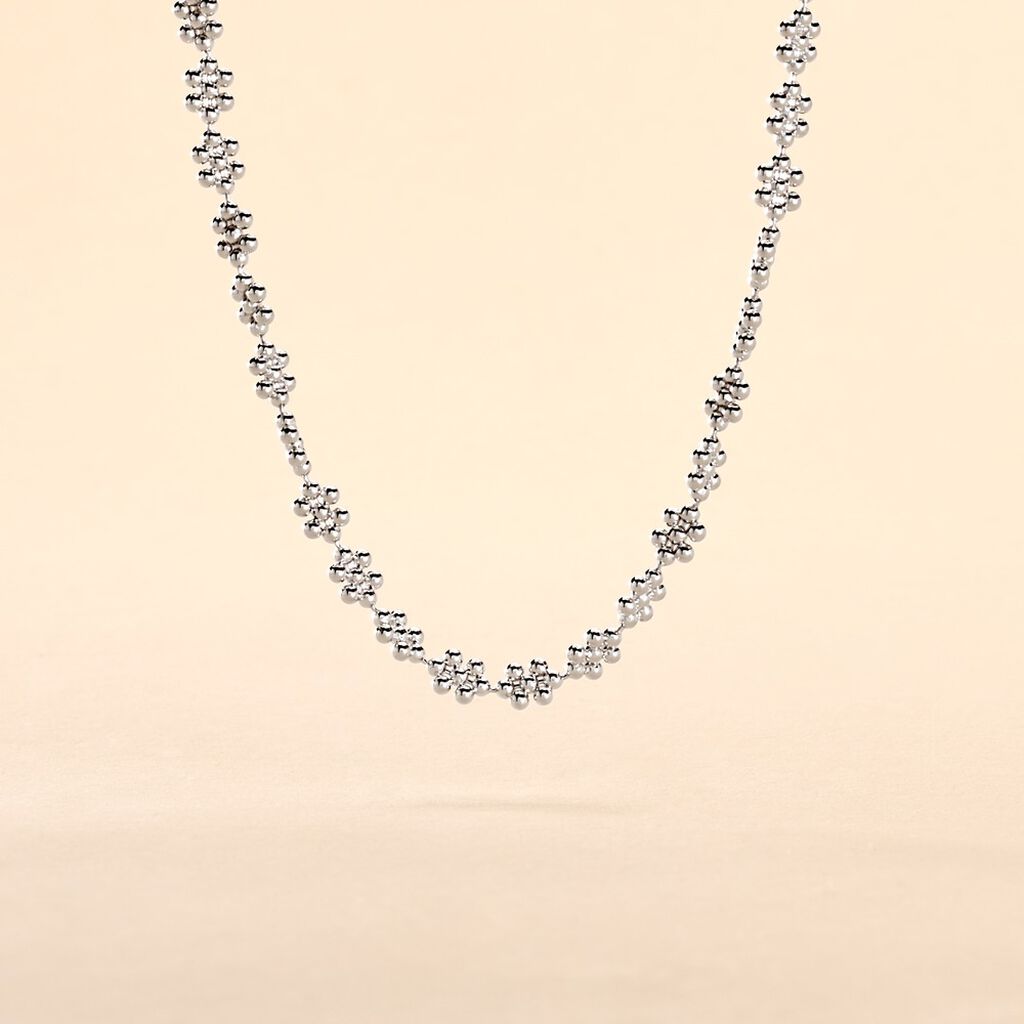 Collier Ashlee Argent Blanc - Ras de cou Femme | Histoire d&rsquo;Or