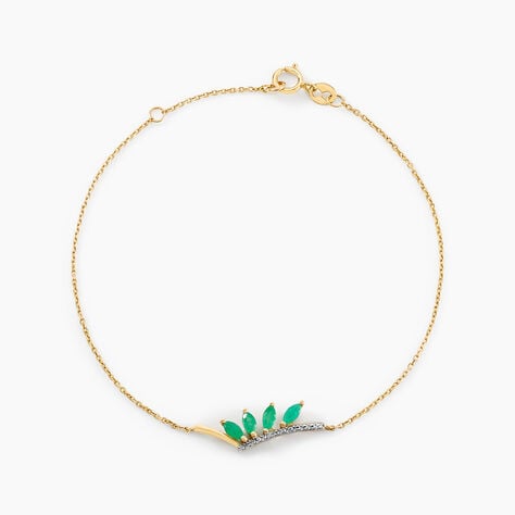 Bracelet Navette Or Jaune Emeraude Diamant - Bracelets Femme | Histoire d’Or
