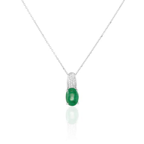 Collier Crista Or Blanc Emeraude Et Diamant - Colliers Femme | Histoire d’Or