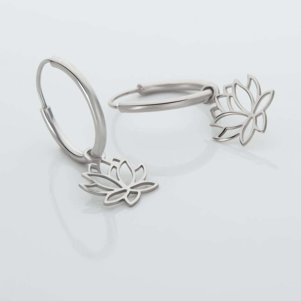 Creoles Elvyn Argent Blanc - Boucles d'oreilles cr&eacute;oles Femme | Histoire d&rsquo;Or