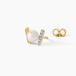 Boucles D'Oreilles Puces Pearly Argent Dor&eacute; A L'Or 750/1000 Perle De Culture Oxyde De Zirconium - Clous d'oreilles Femme | Histoire d&rsquo;Or