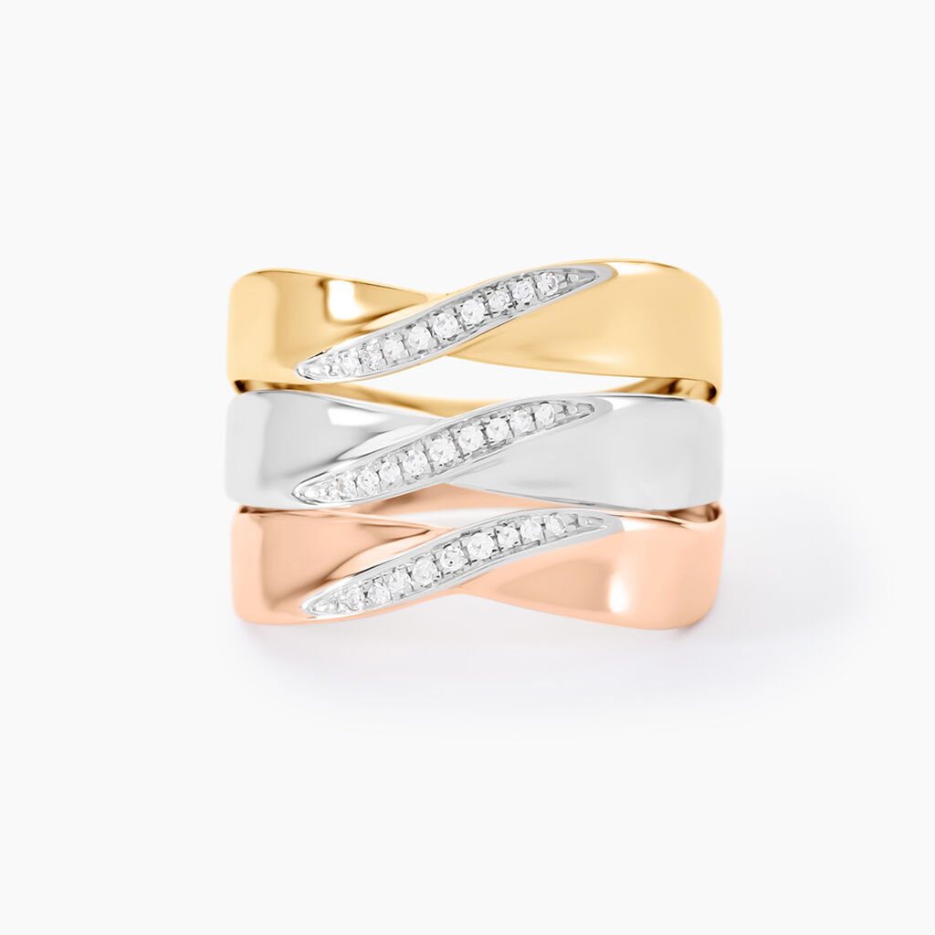 Bague Exauce Or Tricolore Diamant - Bagues avec pierre Femme | Histoire d&rsquo;Or