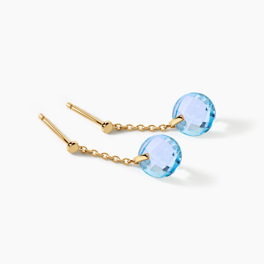 Boucles D'Oreilles Pendantes Ludmille Argent Dor&eacute; A L'Or 750/1000 Topaze - Boucles d'oreilles pendantes Femme | Histoire d&rsquo;Or