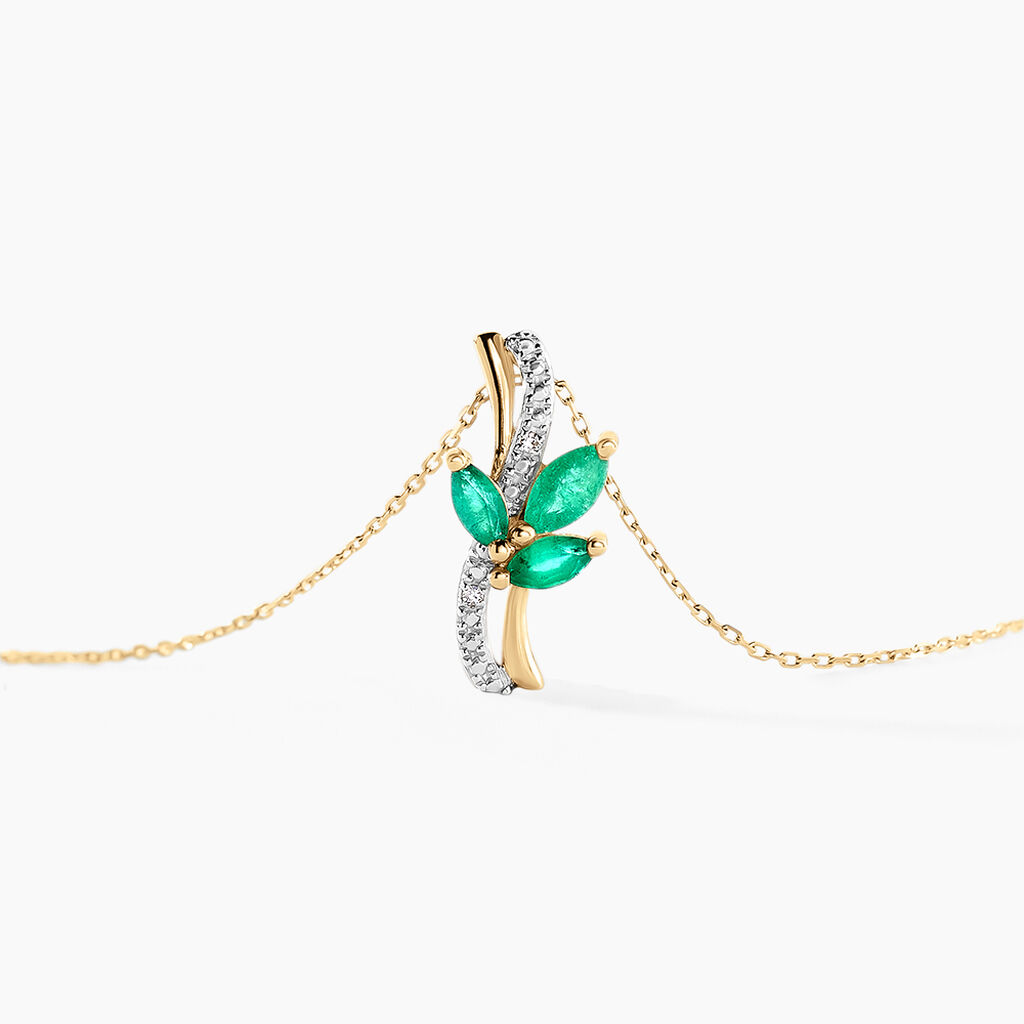 Collier Angie Or Jaune Emeraude Diamant - Colliers Femme | Histoire d’Or