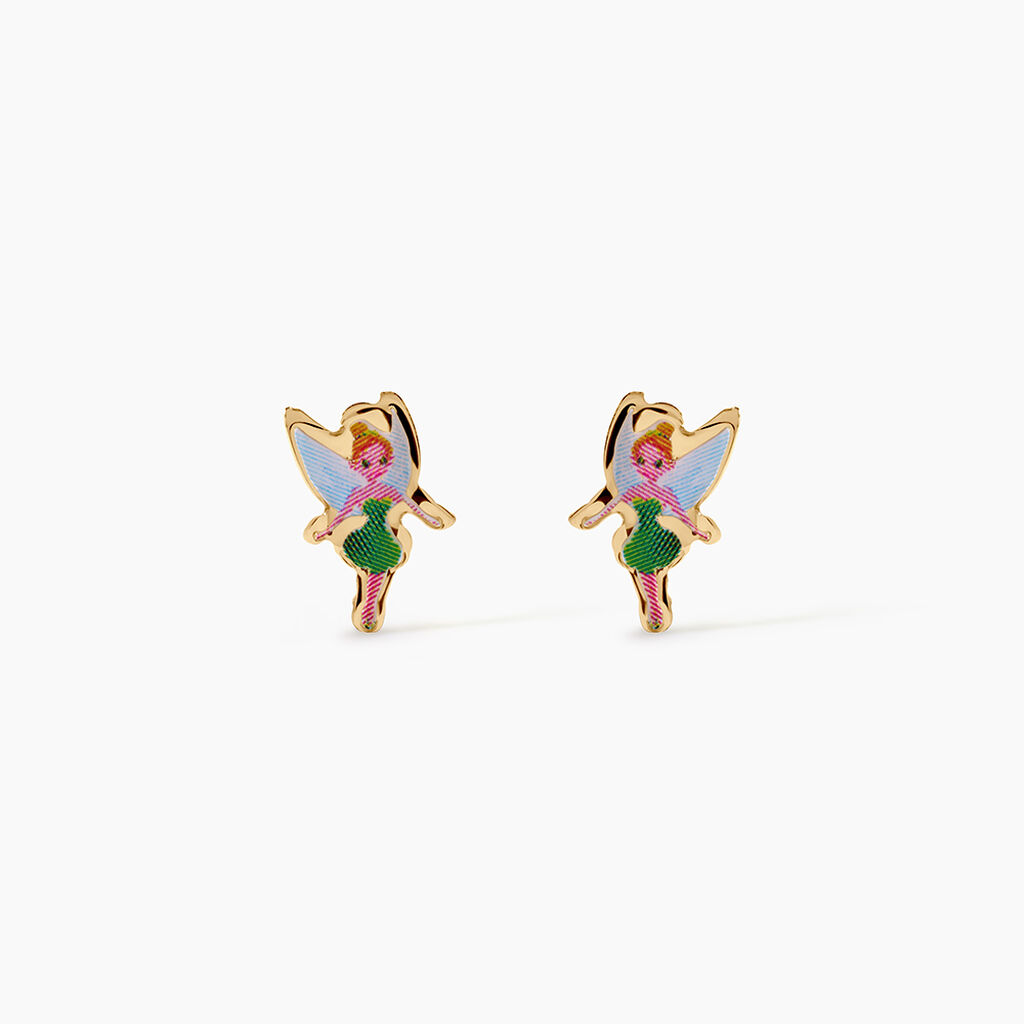 Boucles D'Oreilles Puces Feerie Argent Dor&eacute; A L'Or 750/1000 - Boucles d'oreilles fantaisie Enfant | Histoire d&rsquo;Or