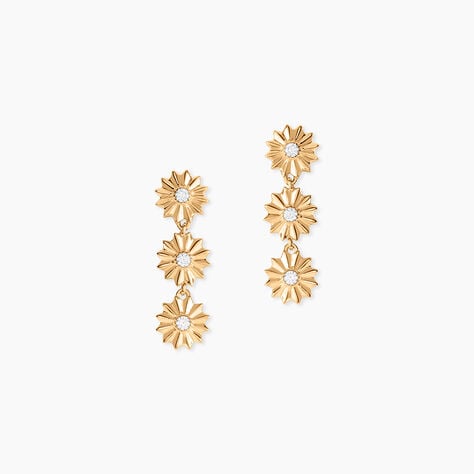 Boucles D'Oreilles Pendantes Sunrays Plaqu&eacute; Or Jaune Oxyde De Zirconium - Boucles d'oreilles pendantes Femme | Histoire d&rsquo;Or