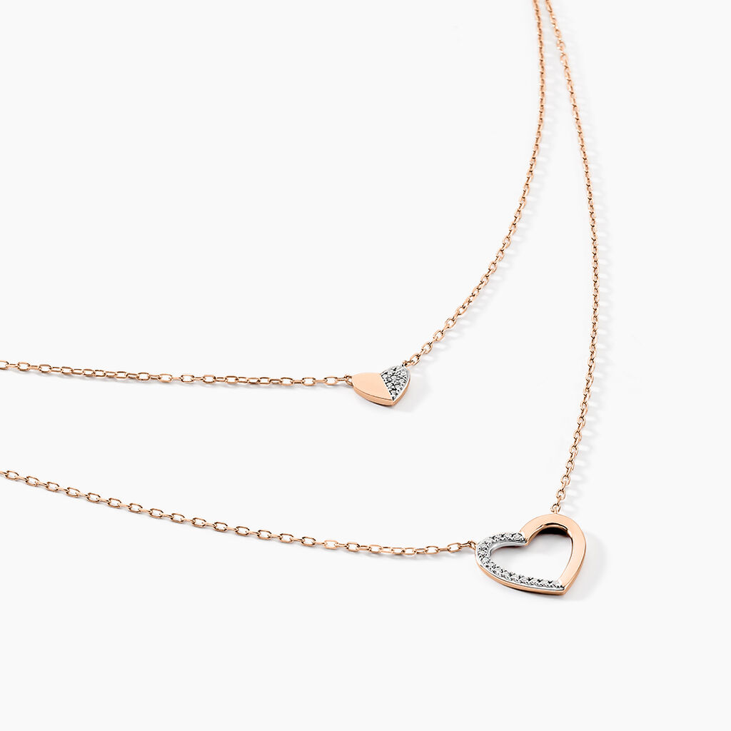 Collier Emilia Or Rose Diamant - Colliers doubles et triples chaînes Femme | Histoire d’Or