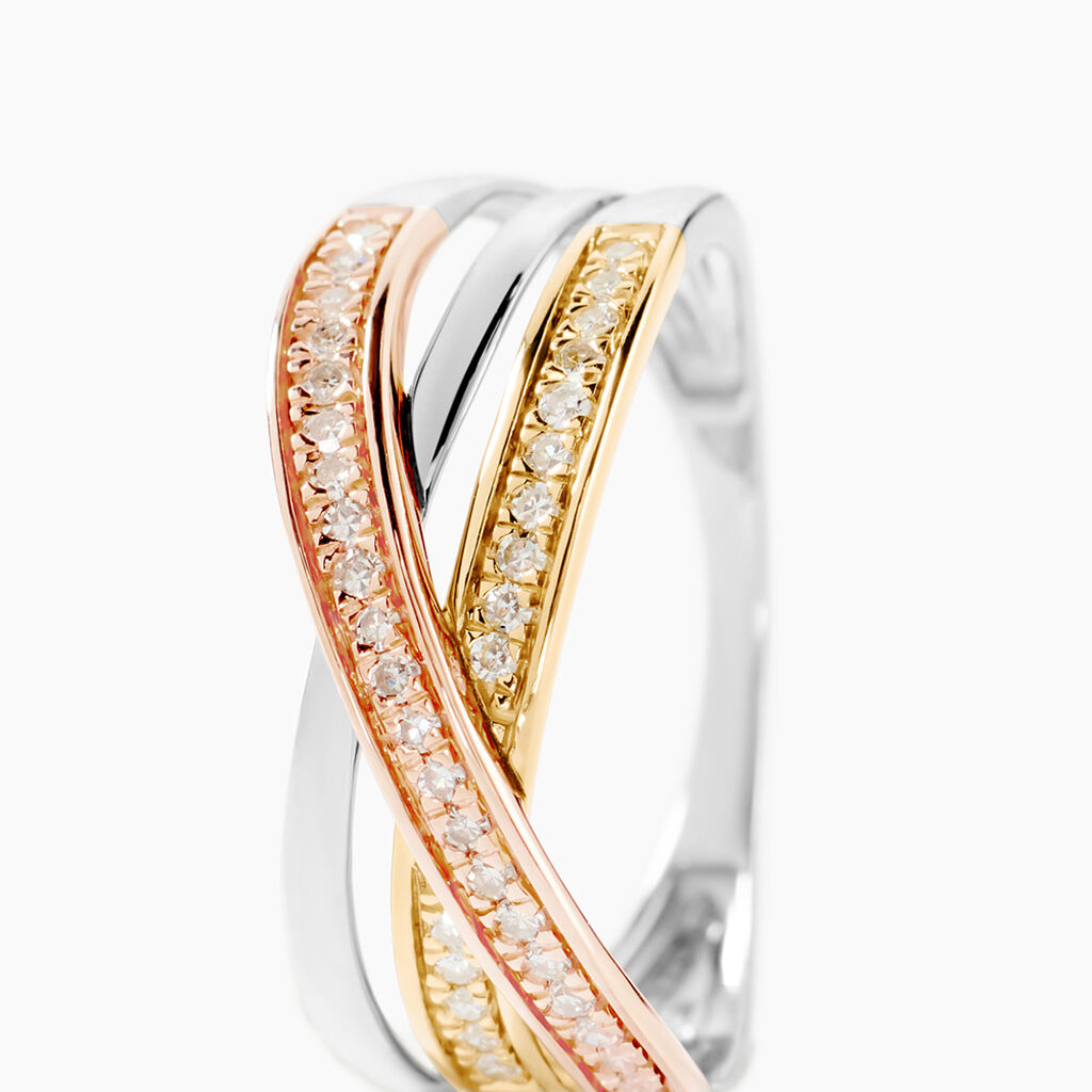 Bague Sabera Or Tricolore Diamant - Bagues avec pierre Femme | Histoire d&rsquo;Or