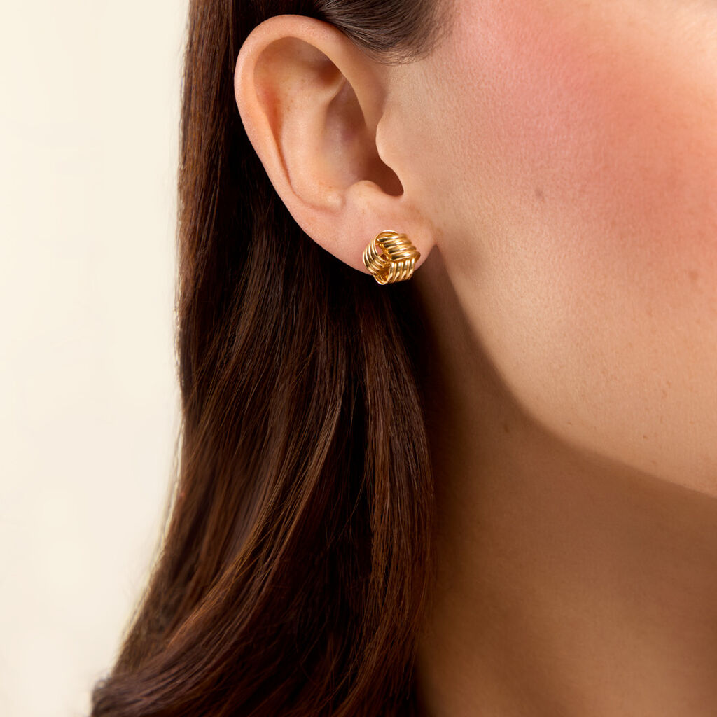 Boucles D'Oreilles Puces Ombeline Argent Dor&eacute; A L'Or 750/1000 - Clous d'oreilles Femme | Histoire d&rsquo;Or