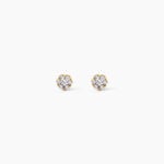Boucles D'Oreilles Puces Eleanor Fleur Argent Dor&eacute; A L'Or 750/1000 Oxyde De Zirconium - Boucles d'oreilles fantaisie Enfant | Histoire d&rsquo;Or